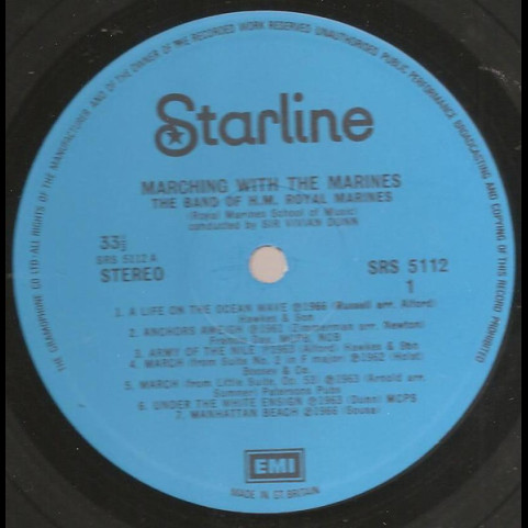 Band Of H.M. Royal Marines (Royal Marines School Of Music), The , Conductor: Vivian Dunn - Marching With The Marines [1LP]