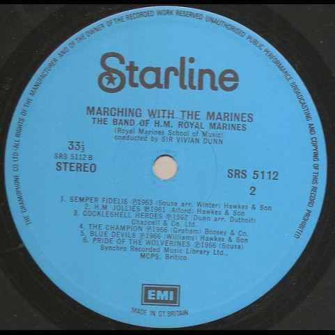 Band Of H.M. Royal Marines (Royal Marines School Of Music), The , Conductor: Vivian Dunn - Marching With The Marines [1LP]