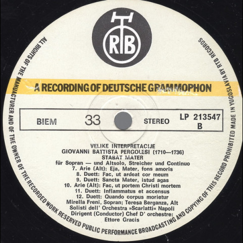 Giovanni Battista Pergolesi - Mirella Freni • Teresa Berganza, Solisti Dell'Orchestra Giovanni Battista Pergolesi - Mirella Freni • Teresa Berganza, Solisti Dell'Orchestra