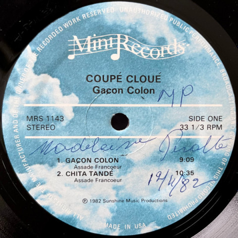 Coupé Cloué, L'ensemble Sélect - Gaçon Colon (1982) [1LP]