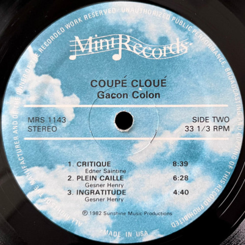 Coupé Cloué, L'ensemble Sélect - Gaçon Colon (1982) [1LP]