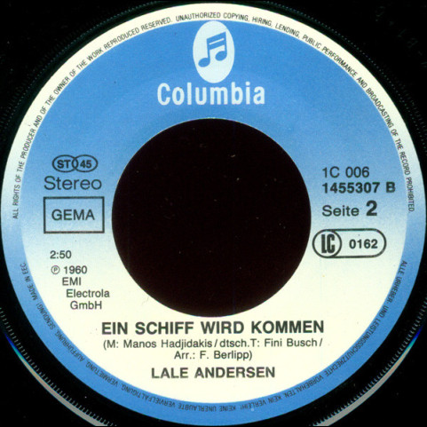 Lale Andersen - Lili Marleen / Ein Schiff Wird Kommen [7"]