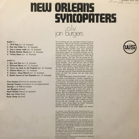 New Orleans Syncopators, The O.L.V. Jan Burgers - New Orleans Syncopaters [1LP]