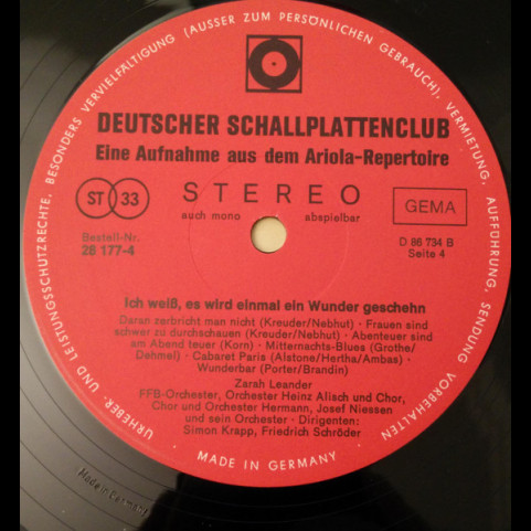 Zarah Leander - Ich Weiß, Es Wird Einmal Ein Wunder Geschehn (1977) [2LP]