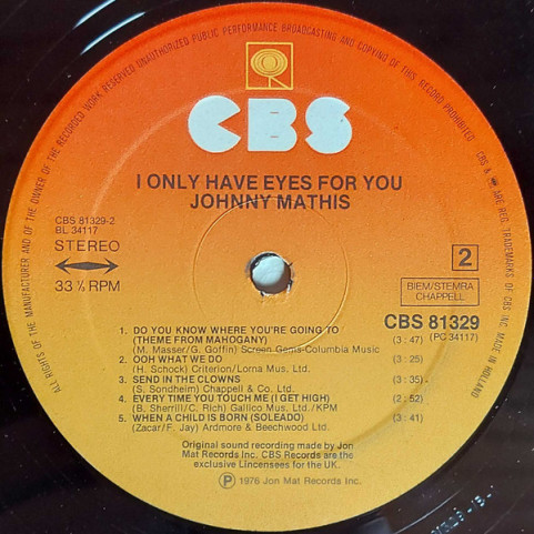 Johnny Mathis - I Only Have Eyes For You (1976) [1LP]