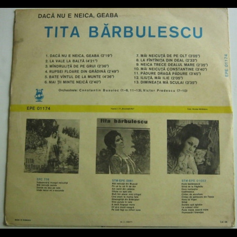 Tita Bărbulescu - Dacă Nu E Neica, Geaba (1975) [1LP]