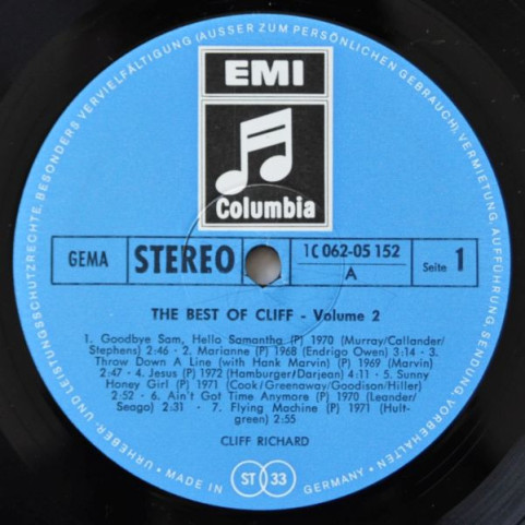 Cliff Richard - The Best Of Cliff, Vol. 2 (1972) [1LP]