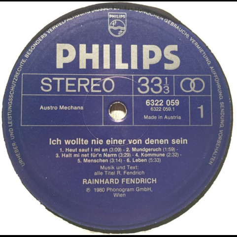 Rainhard Fendrich - Ich Wollte Nie Einer Von Denen Sein (1980) [1LP]