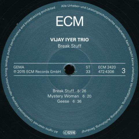 Vijay Iyer Trio - Break Stuff (2015) [2LP] [2LP]