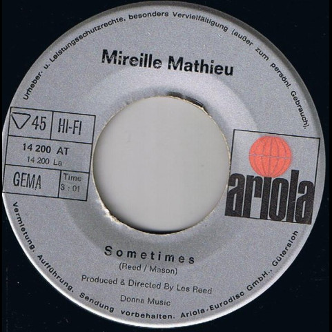 Mireille Mathieu - Sometimes / Sweet Souvenirs Of Stefan (1968) [7"]
