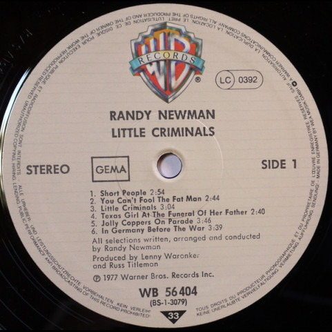 Randy Newman - Little Criminals [1LP]
