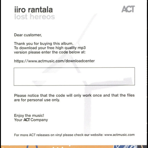 Iiro Rantala - Lost Heroes (2015) [1LP] 180g