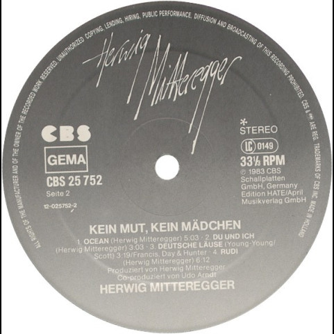Herwig Mitteregger - Kein Mut - Kein Mädchen (1983) [1LP]