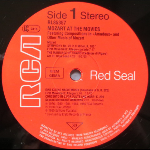 Wolfgang Amadeus Mozart - Mozart Superstar - Mozart At The Movies (1985) [1LP]