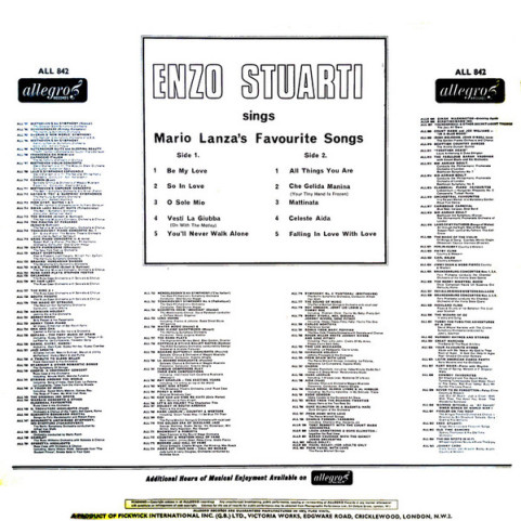 Enzo Stuarti - Enzo Stuarti Sings Mario Lanza's Favourite Songs (1967) [1LP]