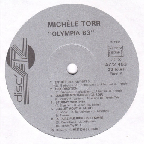 Michèle Torr - Olympia 83  (1982) [1LP]