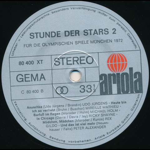 Various - Stunde Der Stars 2 (1972) [1LP]