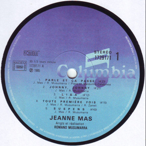 Jeanne Mas - Jeanne Mas (1985) [1LP]