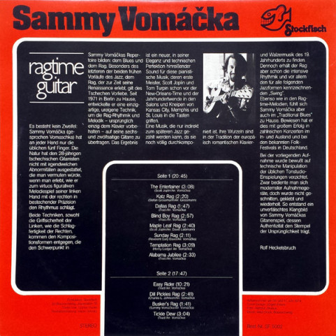 Sammy Vomáčka - Ragtime Guitar (1974) [1LP]