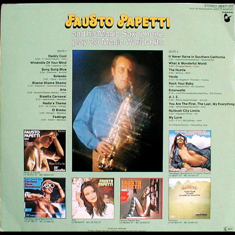 Fausto Papetti - Fausto Papetti And His Magic Saxophone Play 20 Magic World-Hits (1977) [1LP]