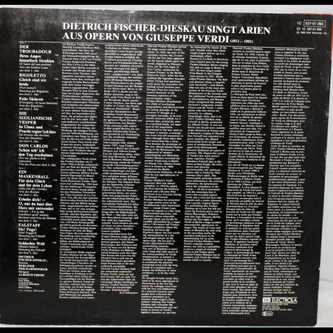 Giuseppe Verdi : Dietrich Fischer-Dieskau, Alberto Erede, Berliner Philharmoniker - Arias [1LP]