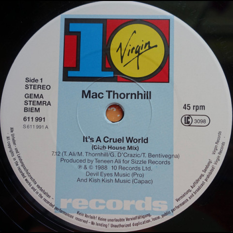 Mac Thornhill - It's A Cruel World (1988) [12"]