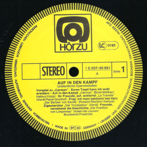 Various - Auf In Den Kampf (Unsterbliche Opernmelodien - I) [1LP]