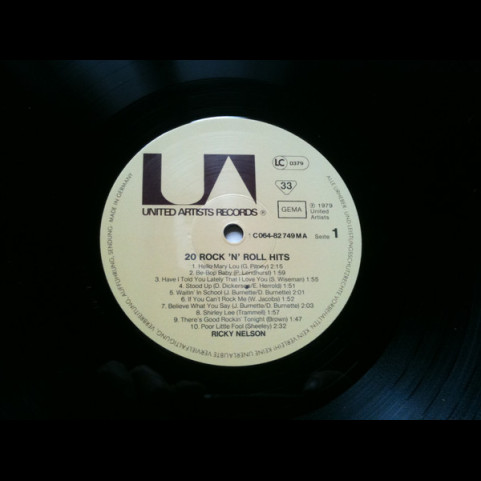 Ricky Nelson (2) - 20 Rock 'N' Roll Hits (1979) [1LP]