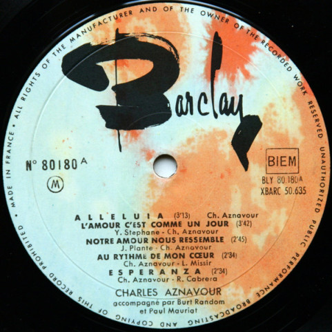 Charles Aznavour Accompagné Par Burt Random Et Paul Mauriat - Les Comédiens (1962) [10"]