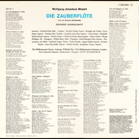 Wolfgang Amadeus Mozart - Die Zauberflöte (Grosser Querschnitt) [1LP]