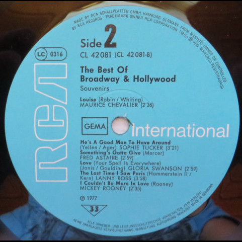 Various - The Best Of Broadway And Hollywood Souvenirs (1977) [1LP]