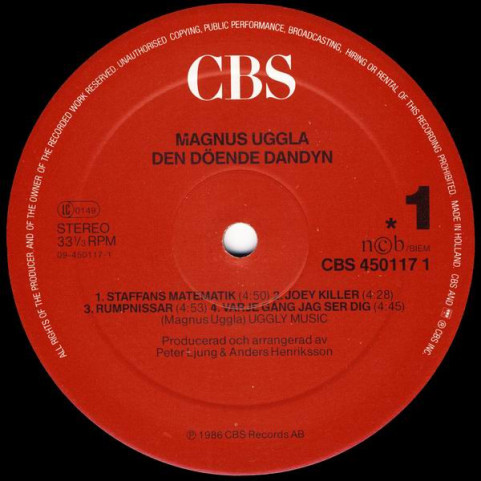 Magnus Uggla - Den Döende Dandyn (1986) [1LP]