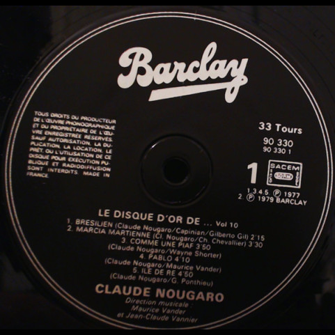 Claude Nougaro - Le Disque D'or [1LP]