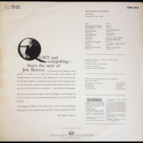Jim Reeves - Moonlight And Roses (1964) [1LP]