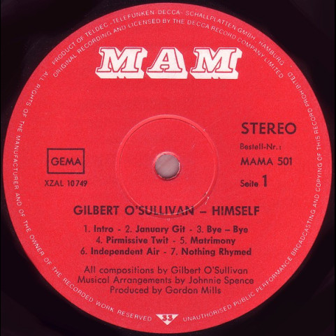 Gilbert O'Sullivan - Himself (1971) [1LP]