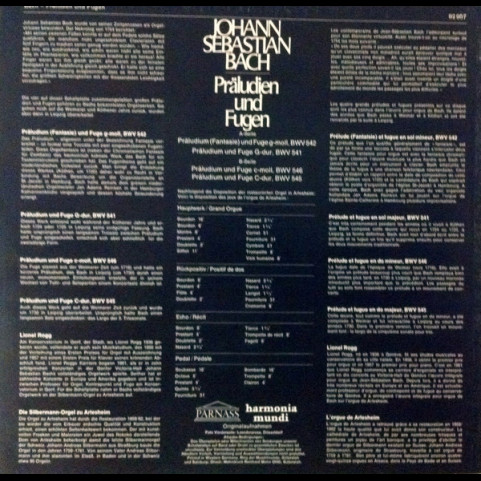 Johann Sebastian Bach, Lionel Rogg - Präludien Und Fugen (1971) [1LP]
