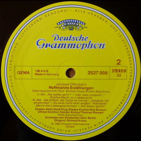 Jacques Offenbach, Mattiwilda Dobbs • Gladys Kuchta • Hedi Klug • Cvetka Ahlin • Sándor Kónya Dirigent: Richard Kraus - Hoffmanns Erzählungen In Deutscher Sprache [1LP]