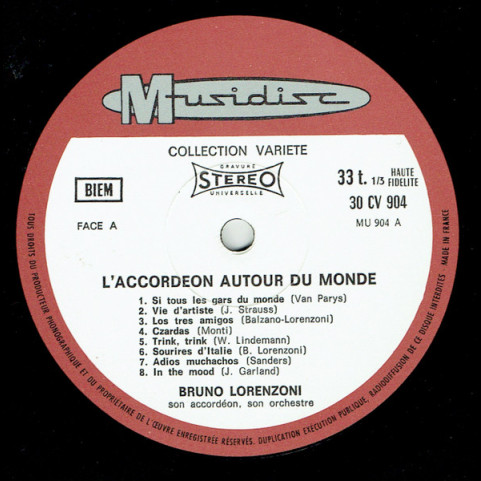 Bruno Lorenzoni Et Son Orchestre - L'Accordéon Autour du Monde [1LP]