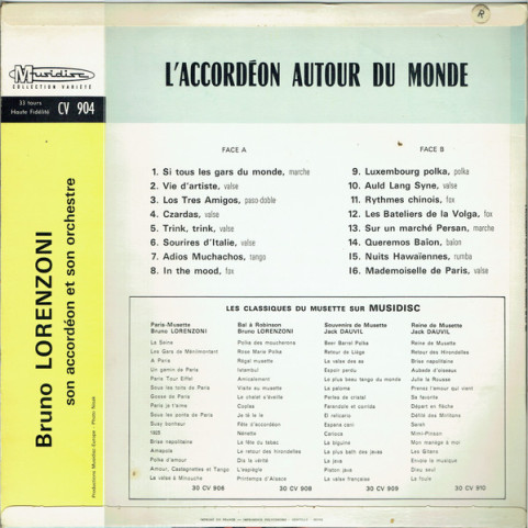 Bruno Lorenzoni Et Son Orchestre - L'Accordéon Autour du Monde [1LP]