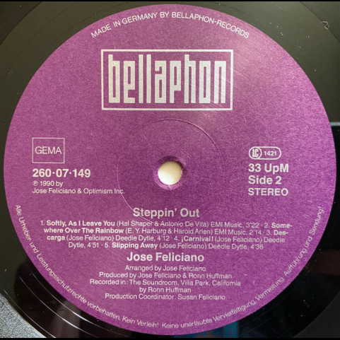 José Feliciano - Steppin' Out (1990) [1LP]