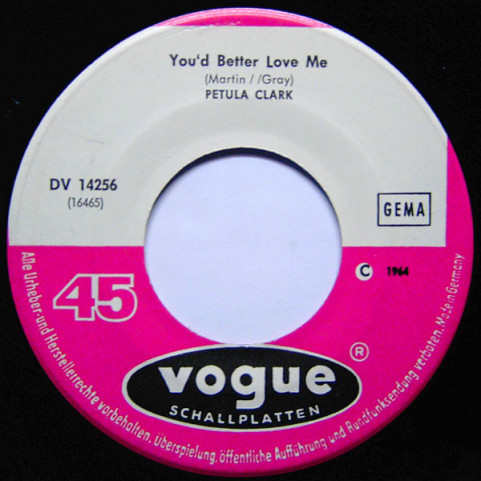 Petula Clark - Down Town / You'd Better Love Me (1964) [7"]