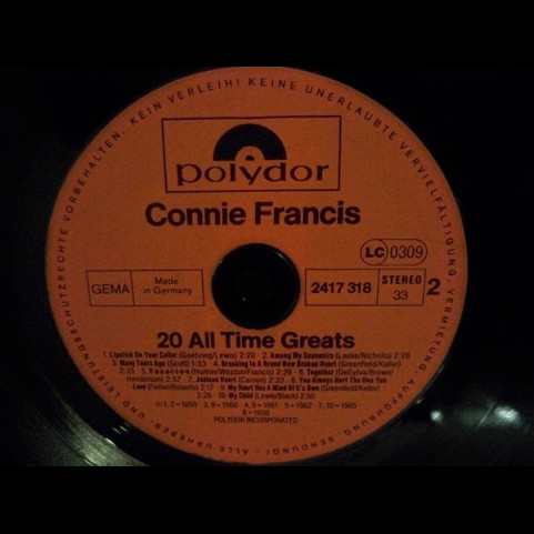Connie Francis - 20 All Time Greats [1LP]