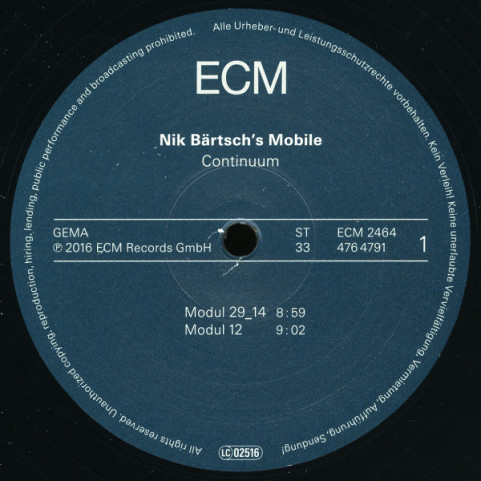 Nik Bärtsch's Mobile - Continuum (2016) [2LP] 180g