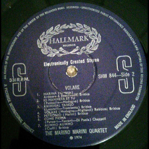 Marino Marini Ed Il Suo Quartetto - Volare (1974) [1LP]