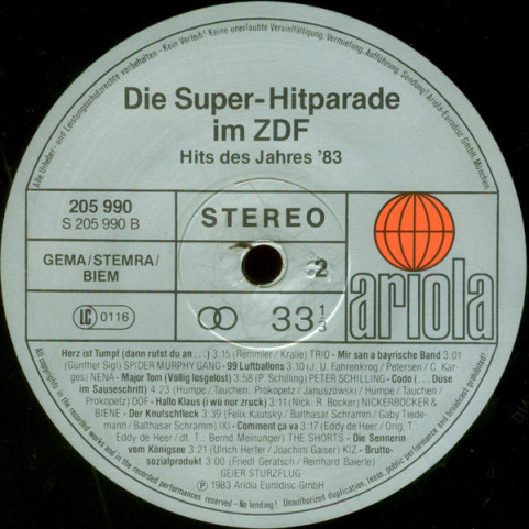 Various - Die Super-Hitparade Im ZDF - Hits Des Jahres '83 (1983) [1LP]