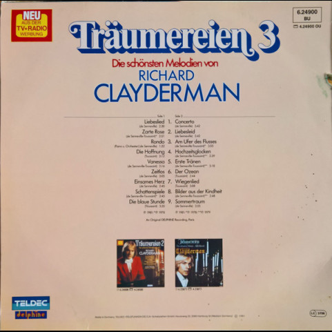 Richard Clayderman - Träumereien 3 • Die Schönsten Melodien Von Richard Clayderman (1981) [1LP]