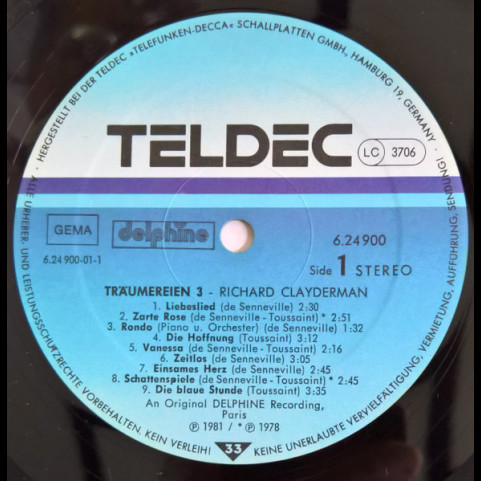 Richard Clayderman - Träumereien 3 • Die Schönsten Melodien Von Richard Clayderman (1981) [1LP]