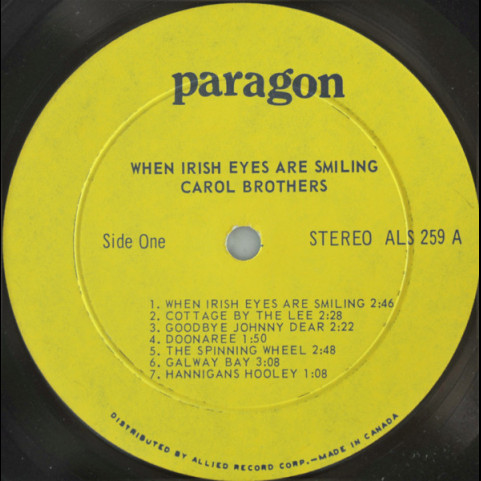 Carol Brothers - When Irish Eyes Are Smiling (1969) [1LP]
