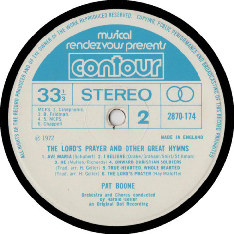 Pat Boone - The Lord's Prayer And Other Great Hymns (1972) [1LP]