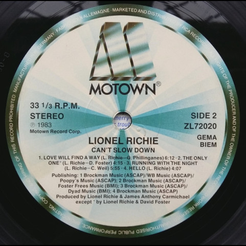 Lionel Richie - Can't Slow Down [1LP]